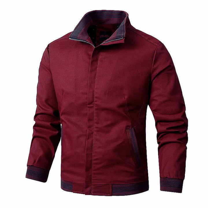 Men's Lightweight Bomber Jacket with Stand-Up Collar, Ribbed Cuffs, and Zipper Mune Fashion