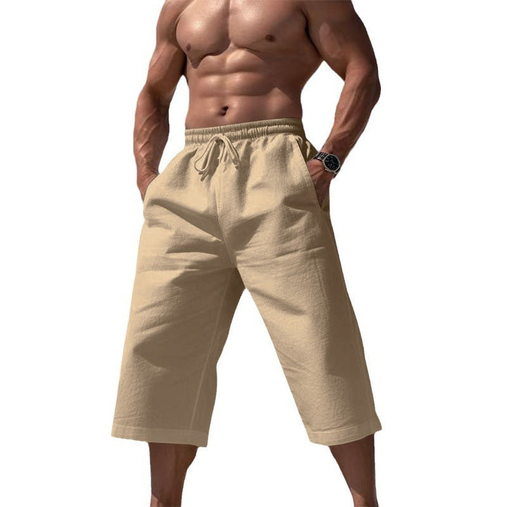 Men's casual knee-length Bermuda shorts with elastic waistband and drawstring Mune Fashion