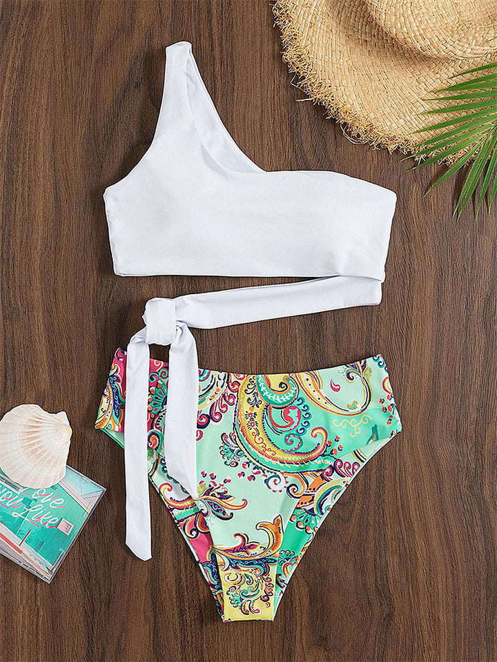 Women's two-piece swimsuit with asymmetric design and trendy tie band Mune Fashion