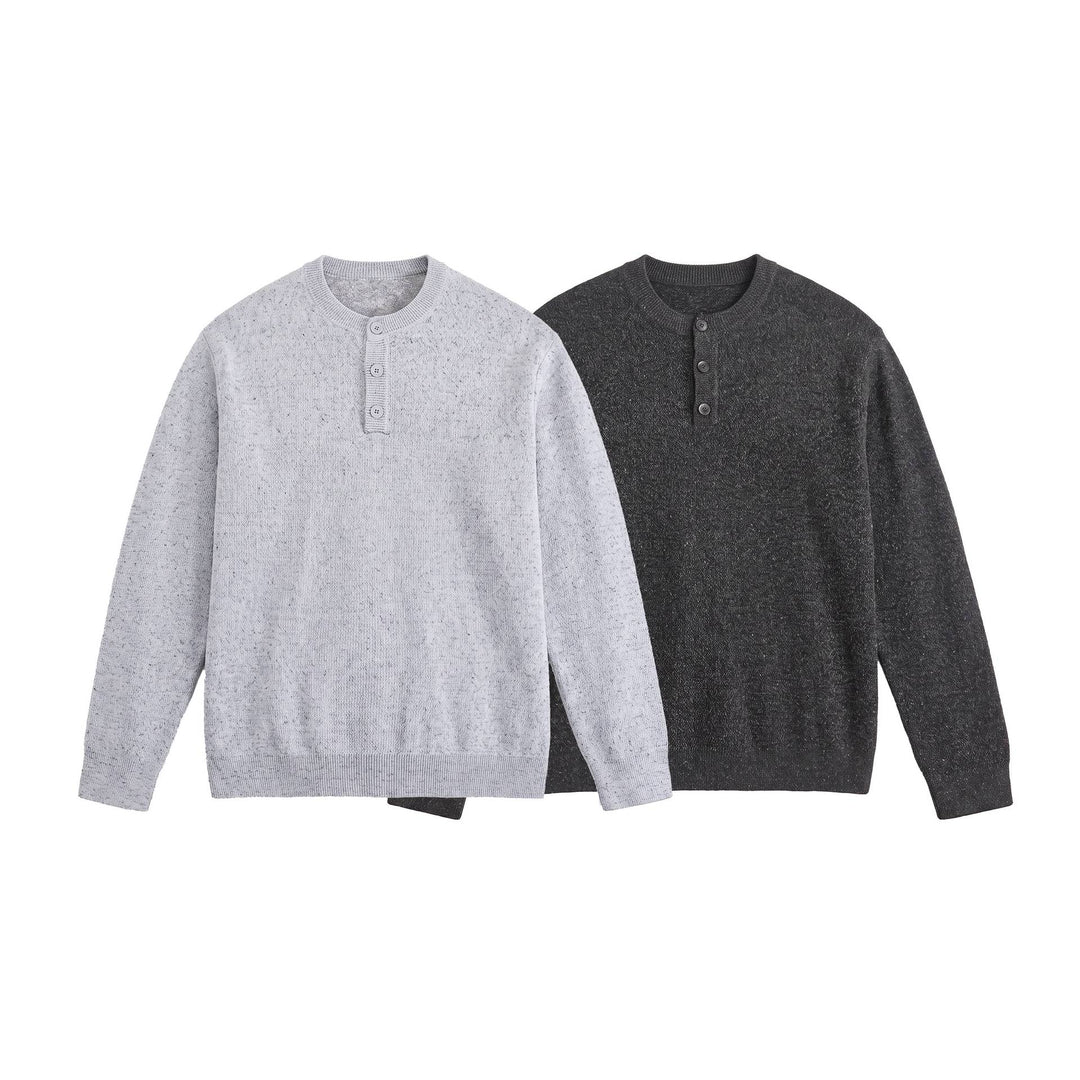 Men's Structured Henley Knit Sweater with Triple Button Placket Mune Fashion