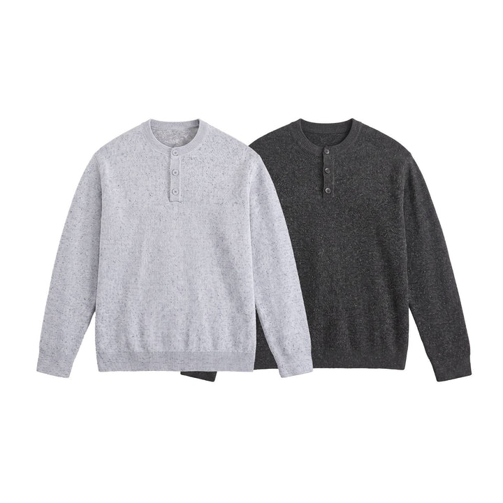 Men's Structured Henley Knit Sweater with Triple Button Placket Mune Fashion