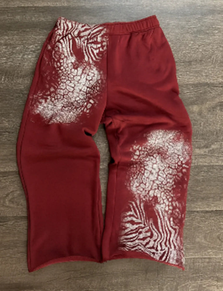 Women nan loose sweatpants with asymmetrical animal print, elastic comfort waistband and straight leg Mune Fashion