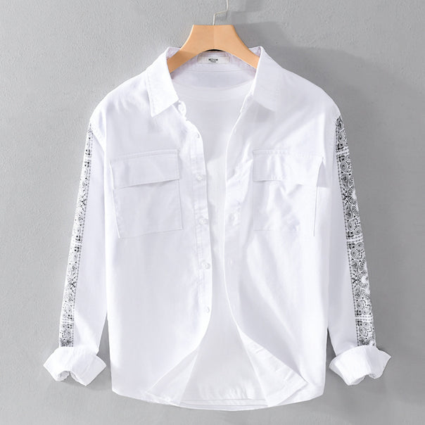 Men's overshirt with bandana sleeves, chest pockets, and relaxed fit Mune Fashion
