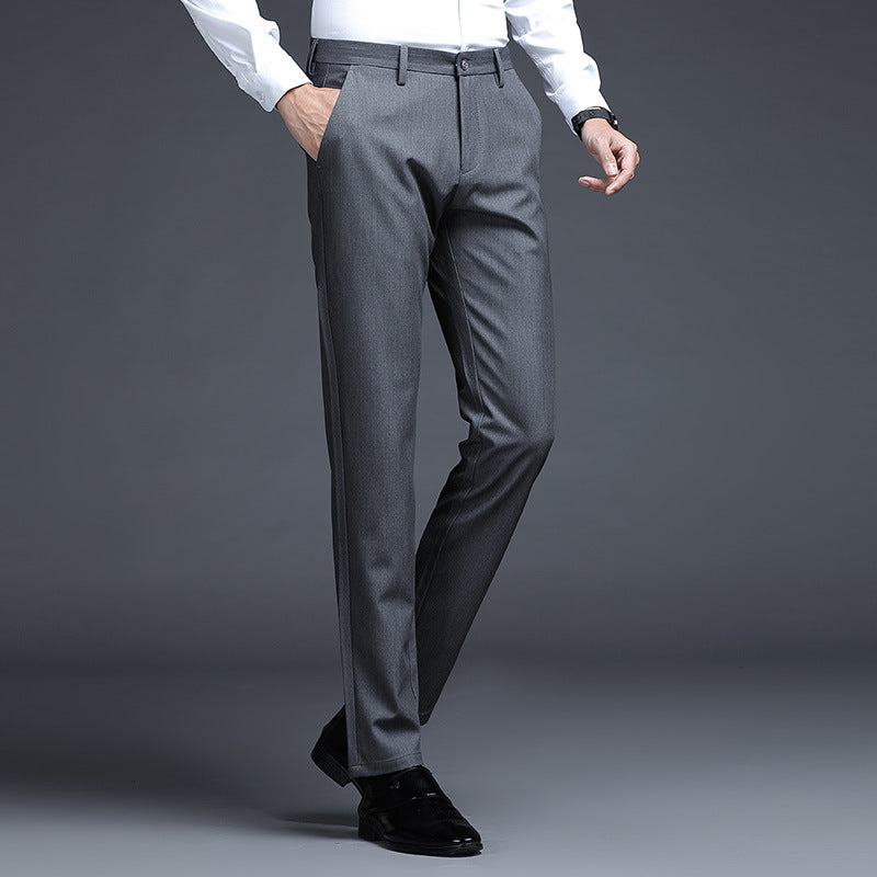Men's Formal Slim-Fit Suit Trousers with Stretch Waistband and Crease Mune Fashion
