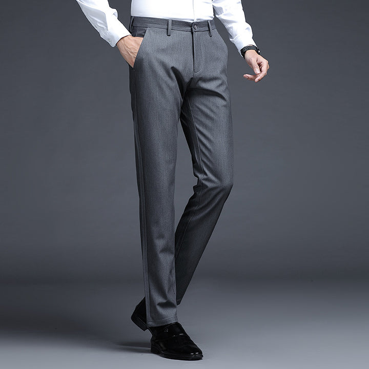 Men's Formal Slim-Fit Suit Trousers with Stretch Waistband and Crease Mune Fashion