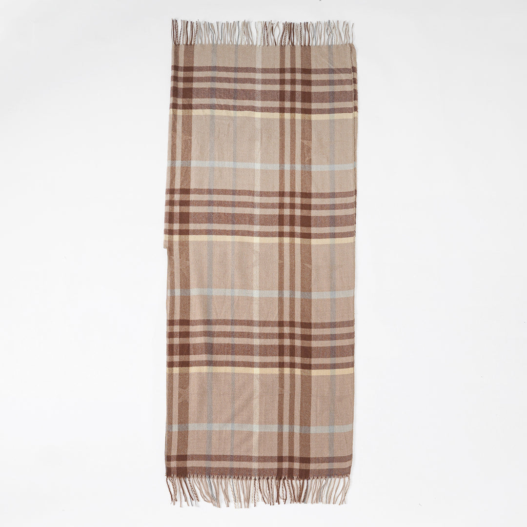 Women's multifunctional plaid poncho with cashmere touch and fringe hem Mune Fashion