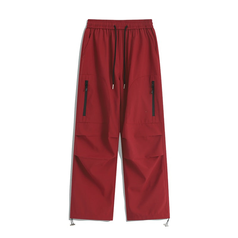 Men's Loose Cargo Training Pants with Elastic Waistband, Zipper Pockets & Hem Drawstring Mune Fashion