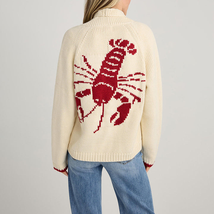 Women Chunky Knit Turtle Neck Sweater with Lobster Intarsia and Casual Oversized Fit Mune Fashion