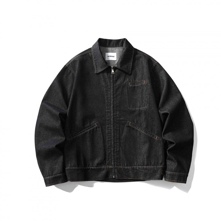 Unisex Kastige Denim Jacket with Full Zip, Shirt Collar and Patch Pockets Mune Fashion