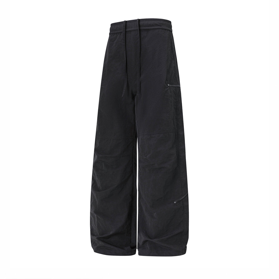 Men's Wide Cargo Pants with Elastic Waistband, Drawstring, and Zipper Pockets Mune Fashion
