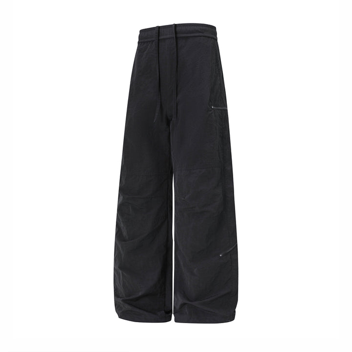 Men's Wide Cargo Pants with Elastic Waistband, Drawstring, and Zipper Pockets Mune Fashion