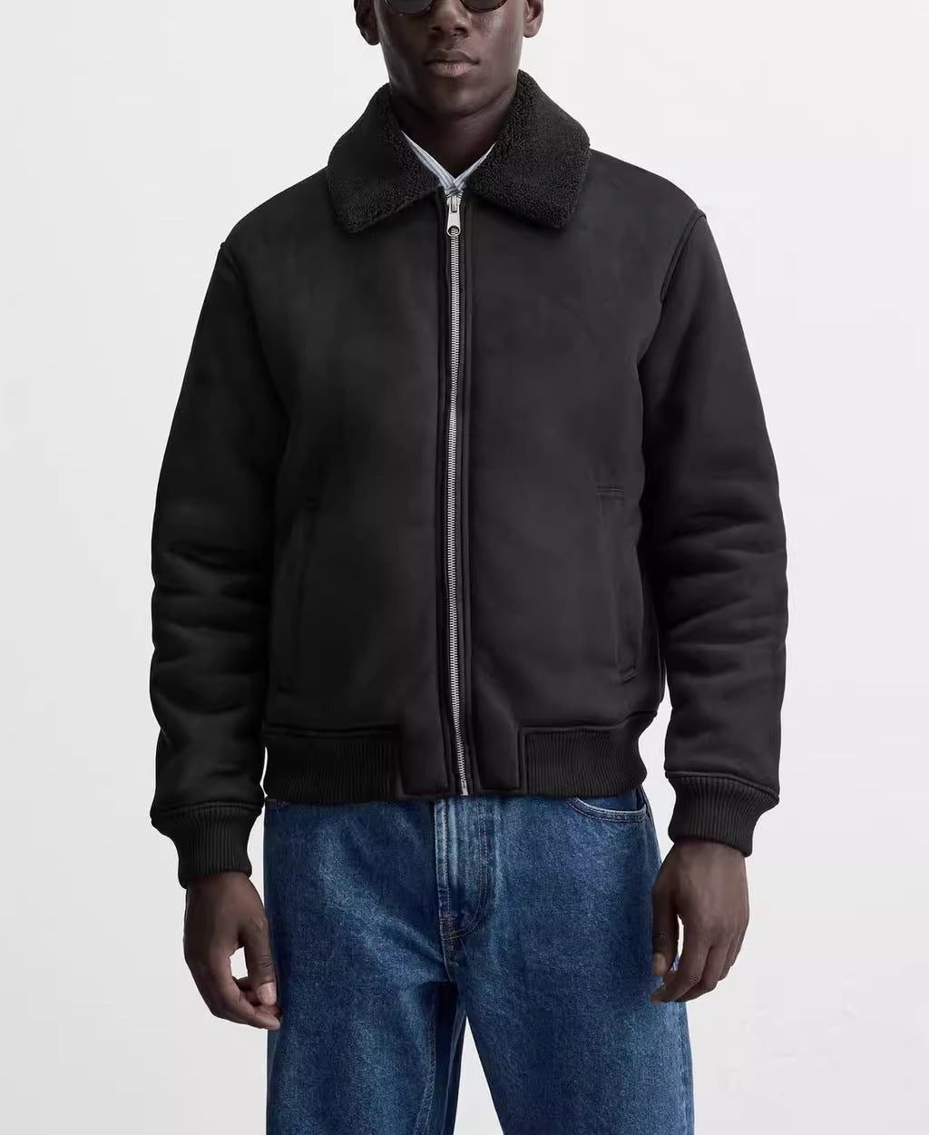 Men's bomber jacket with teddy collar and zipper Mune Fashion