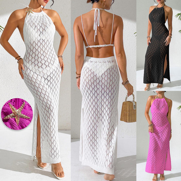 Women's crocheted maxi dress with deep V-neck Mune Fashion