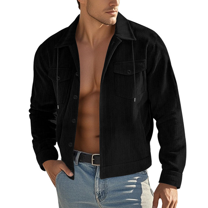 Men's corduroy overshirt jacket with kent collar, snap button closure and patch chest pockets Mune Fashion