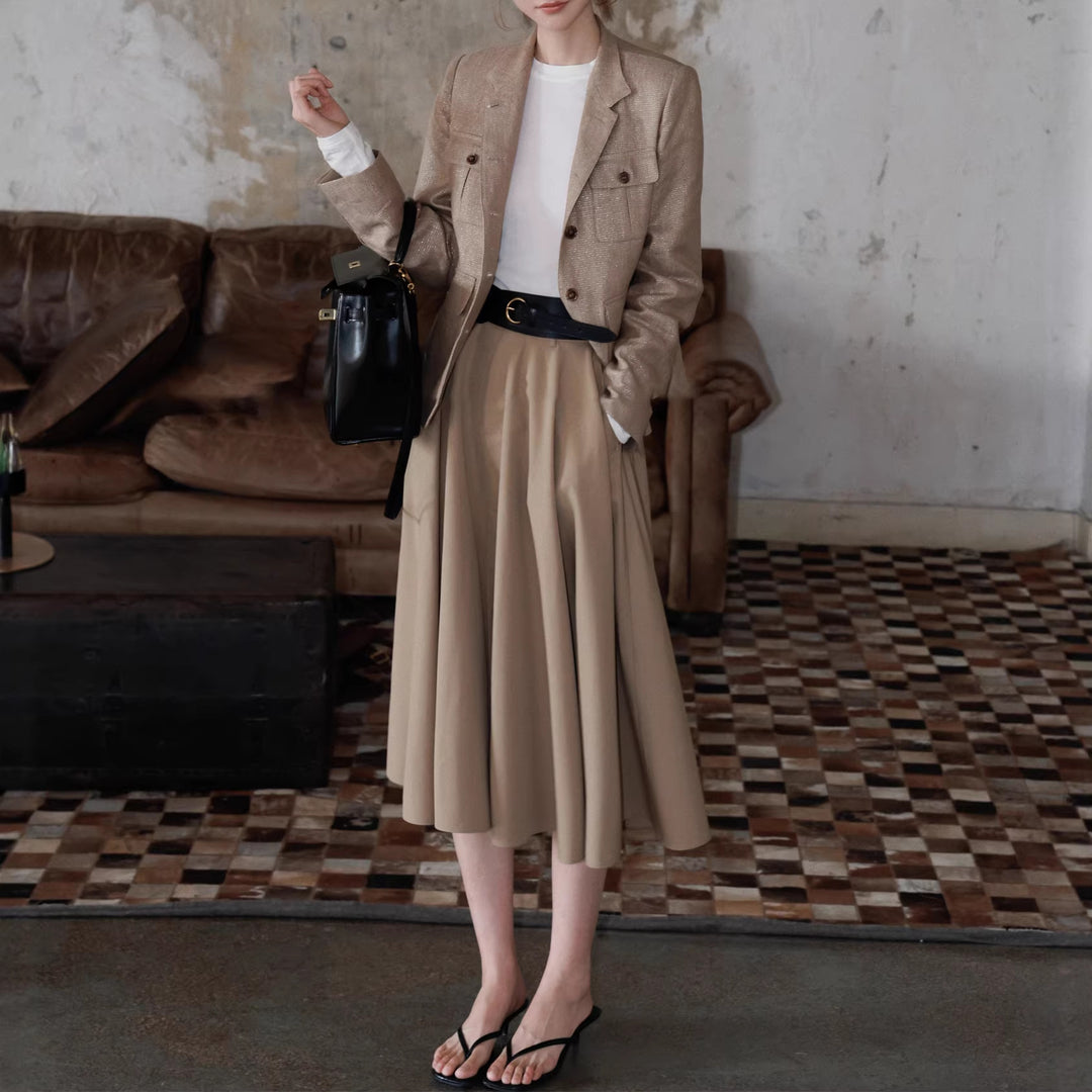 Women's Elegant Linen Jacket with Waist Belt Drune