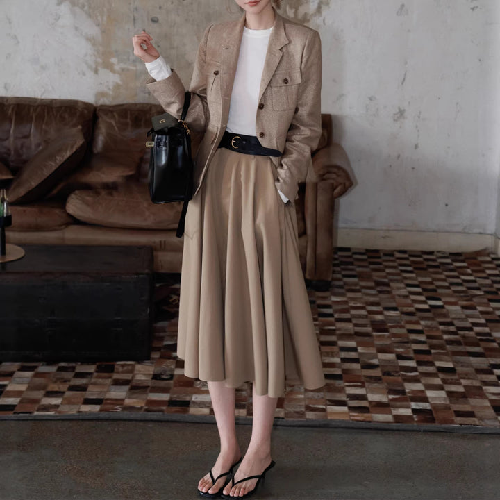 Women's Elegant Linen Jacket with Waist Belt Drune