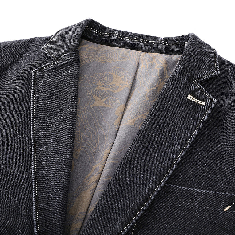 Women Elegant Denim Blazer Jacket Mune Fashion