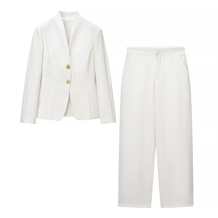 Women Mix & Match Blazer and Palazzo Pants Set with Tailored One-Button Blazer and High Waist Mune Fashion