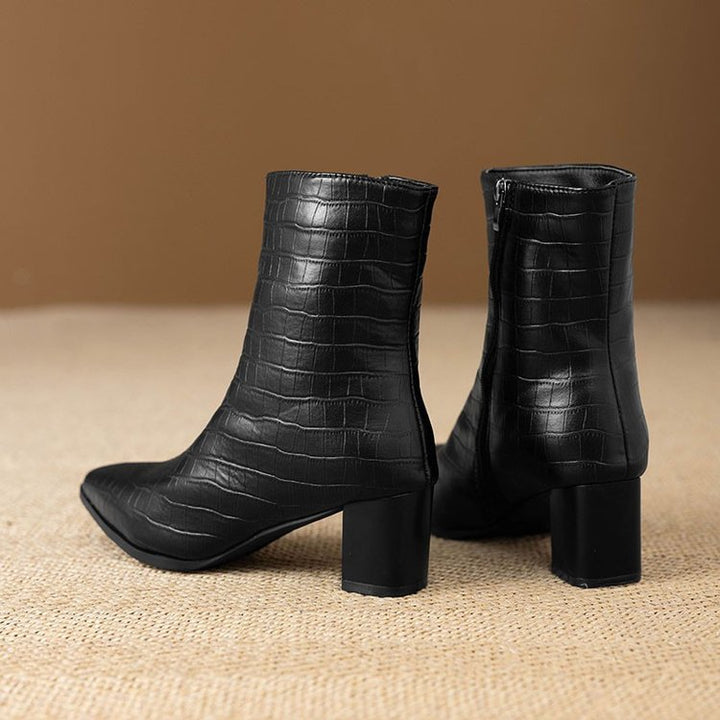 Women Elegant Croc-Effect Ankle Boots Mune Fashion