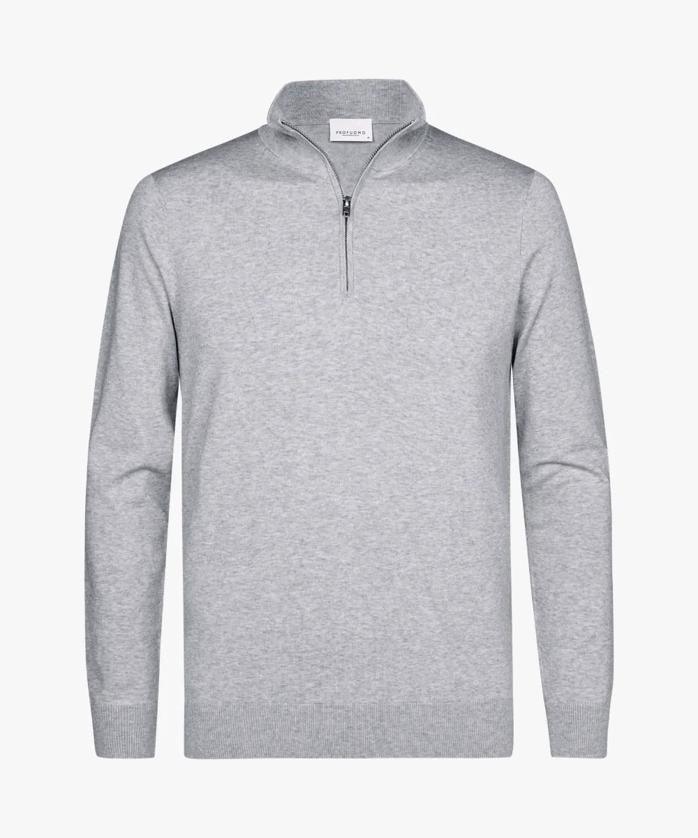 Men's fine Troyer with short zipper, ribbed hem and merino mix Mune Fashion