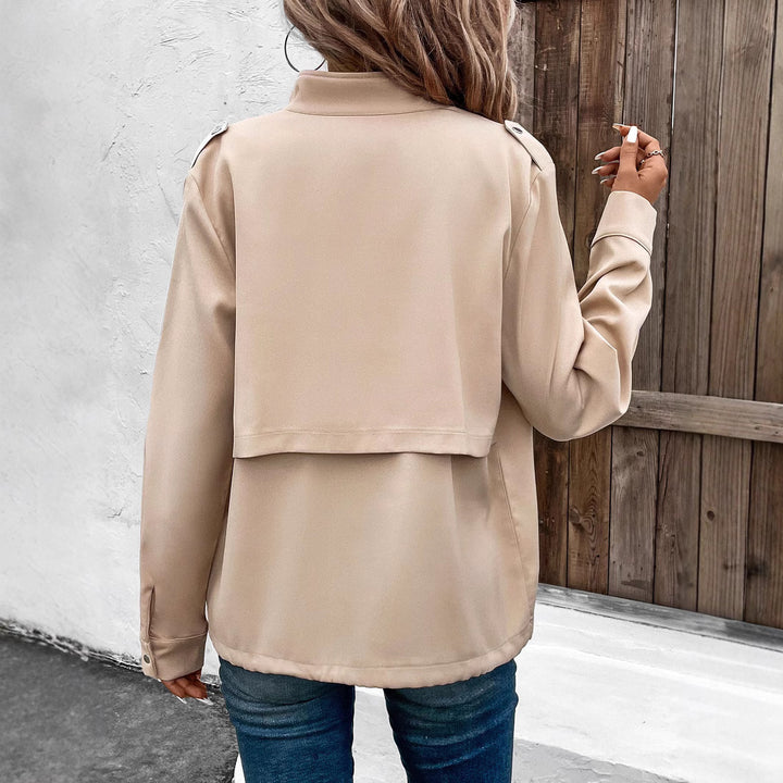 Women's Oversized Shirt Jacket with Snap Front, Chest Flaps, and Drawstring Hem Mune Fashion