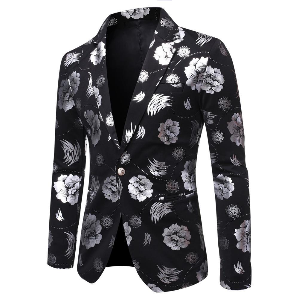 Men's Tailored Satin Blazer with Floral Jacquard and Shawl Collar Mune Fashion