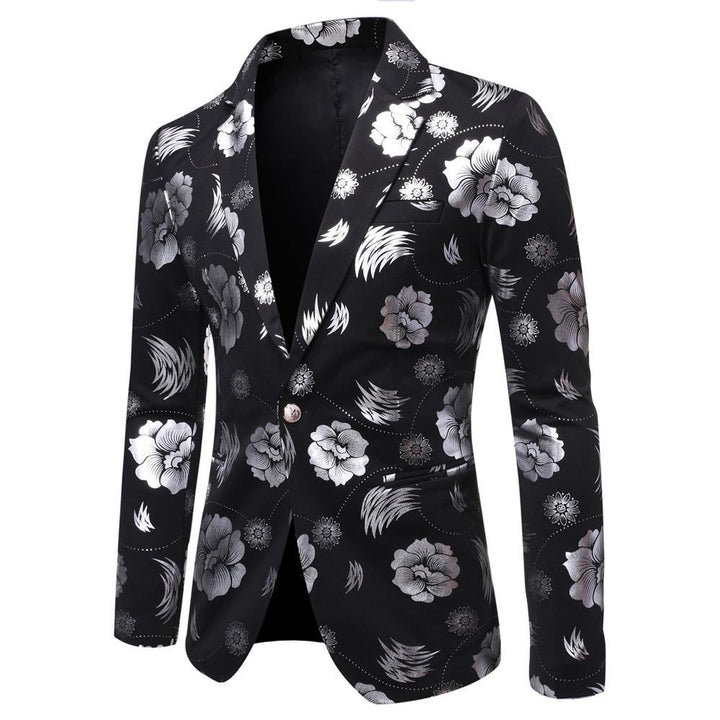 Men's Tailored Satin Blazer with Floral Jacquard and Shawl Collar Mune Fashion