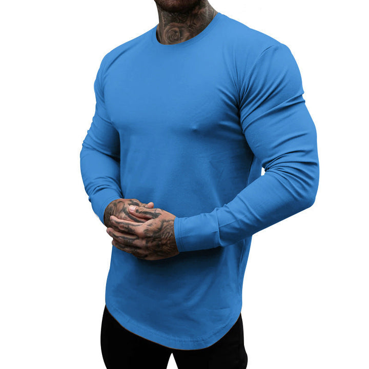Men's Long-Sleeve Shirt Made Of Soft Stretchy Cotton Blend with Round Neckline Mune