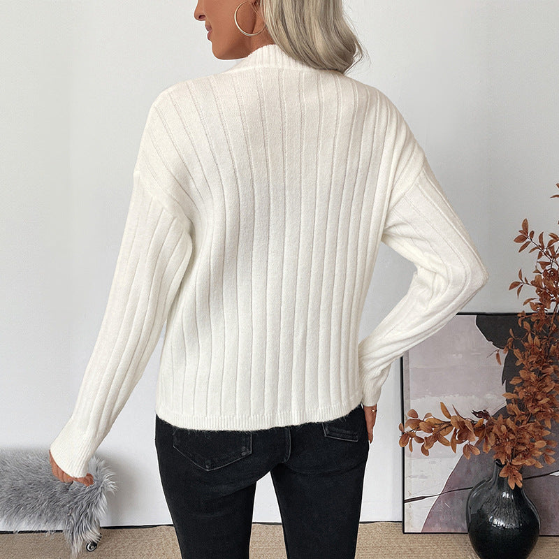 Women Ribbed Knit Cardigan with Heart Button Placket Mune Fashion