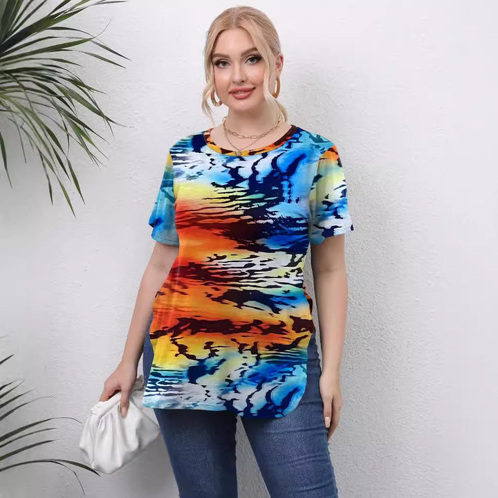 Women's casual T-shirt with modern tie-dye design Mune Fashion