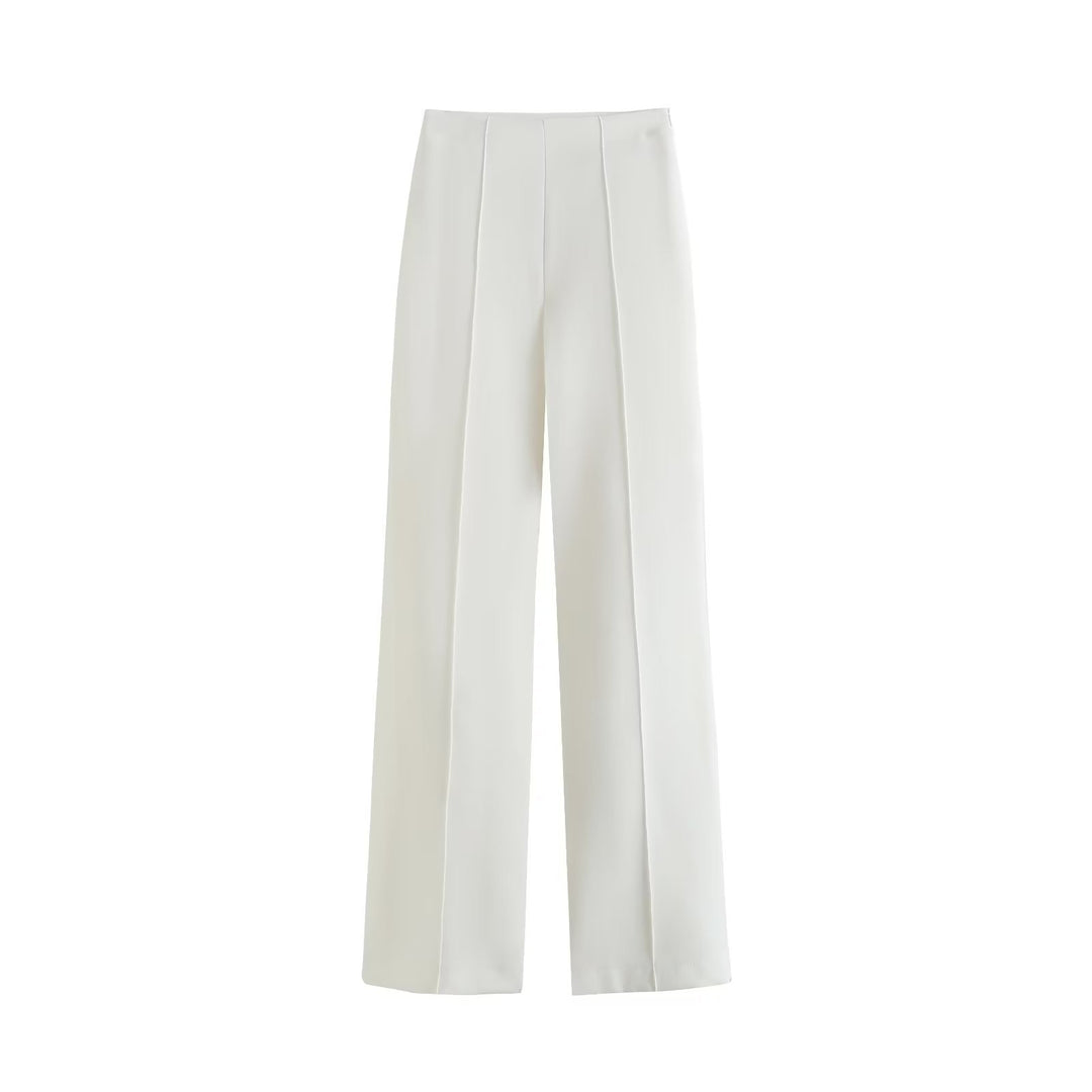Women's Elegant High-Waist Palazzo Pants with Continuous Pressed Pleat and Clean Finish Mune Fashion