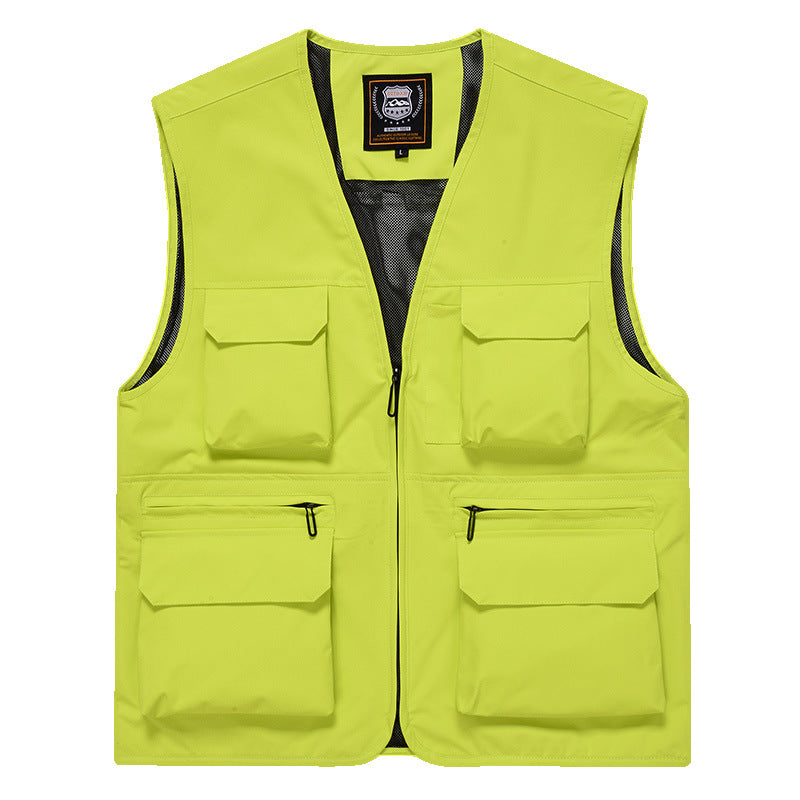 Men's multi-pocket utility vest with full-length zipper, breathable mesh lining, and large capacity flap and zipper pockets Mune Fashion