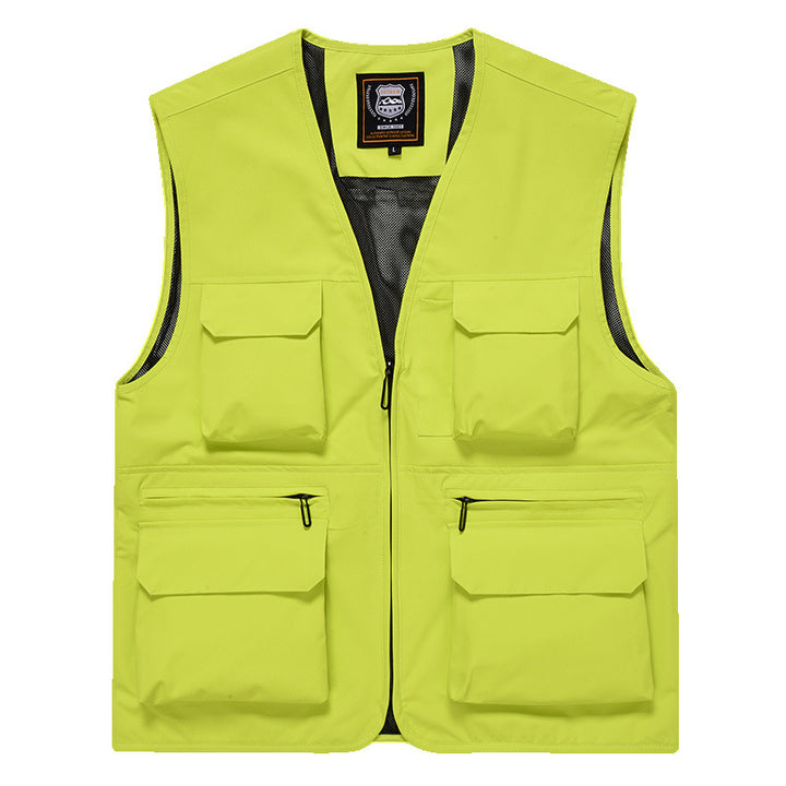 Men's multi-pocket utility vest with full-length zipper, breathable mesh lining, and large capacity flap and zipper pockets Mune Fashion