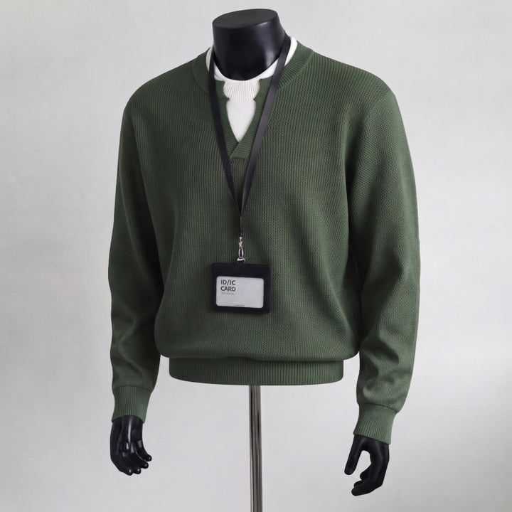 Men's Comfortable Knit Sweater with V-Neck Mune Fashion