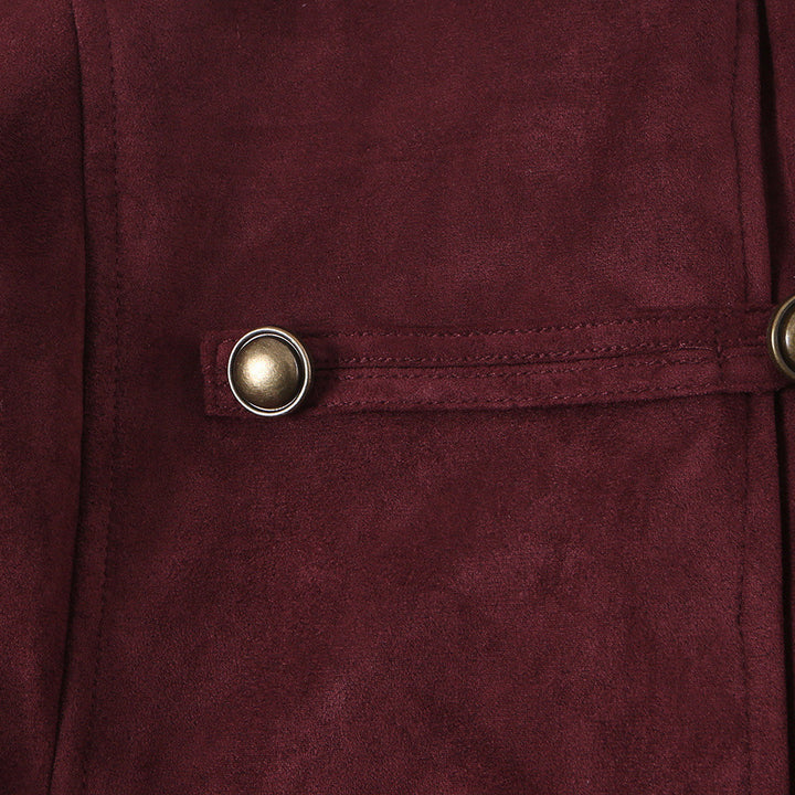 Ladies tailored parade jacket made of velvet imitation with high button placket and shoulder patches Mune Fashion
