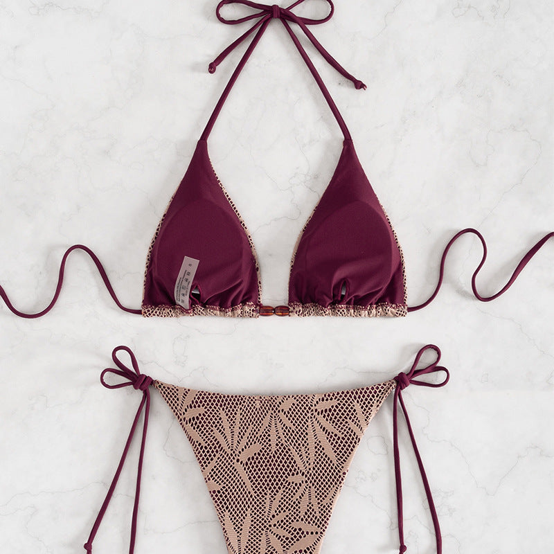 Ladies Bikini set with playful mesh design and adjustable tie straps Mune Fashion