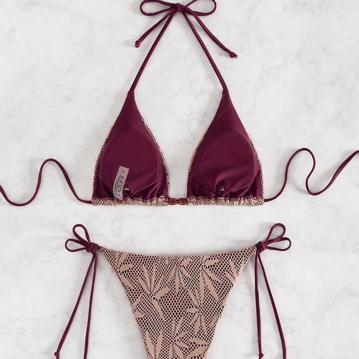 Ladies Bikini set with playful mesh design and adjustable tie straps Mune Fashion