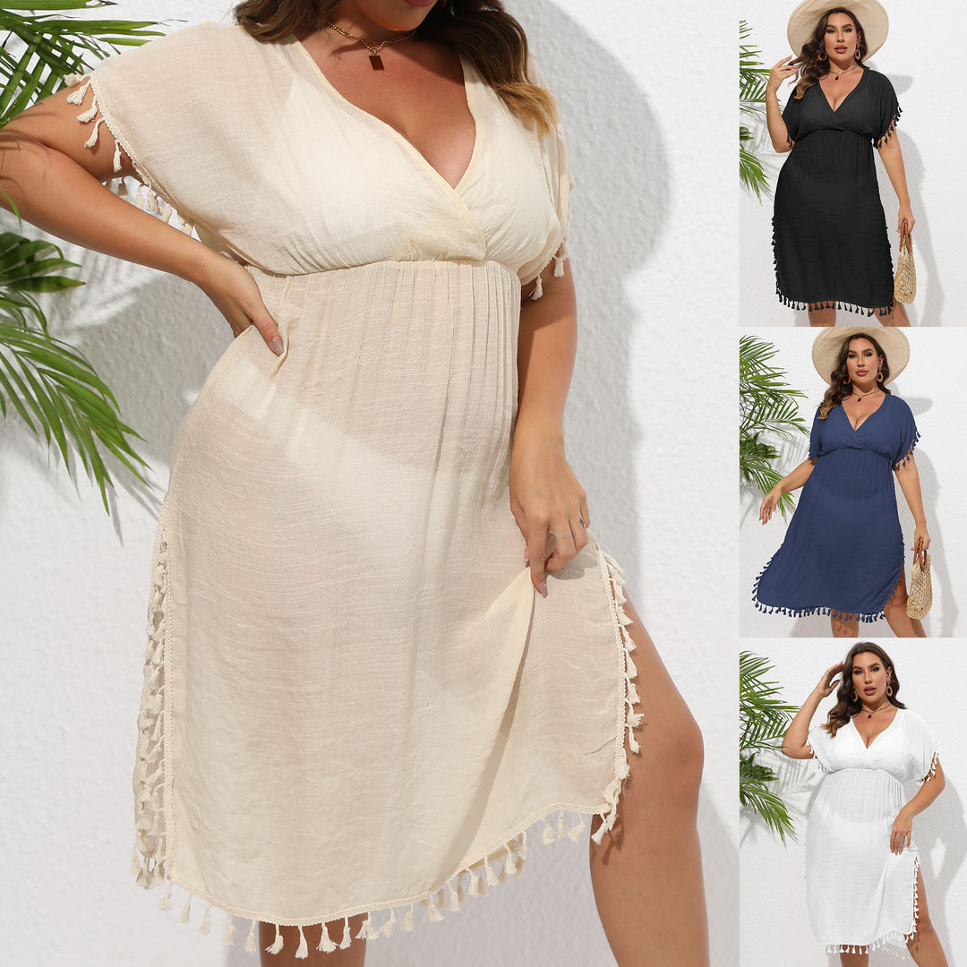Women airy beach cover-up with playful tassels Mune Fashion
