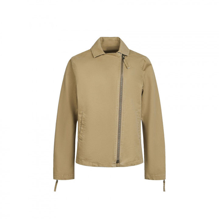 Men's Asymmetrical Biker Jacket with Diagonal Metal Zipper Mune Fashion