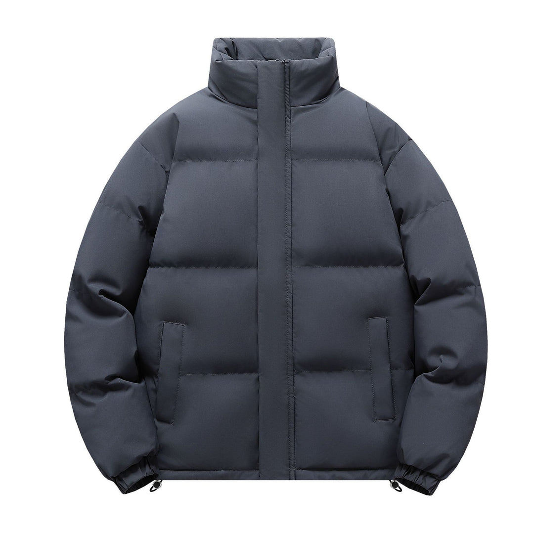 Men's short cut heavily padded quilted jacket with high stand-up collar and drawstring hem Mune Fashion