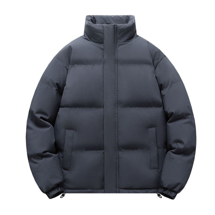Men's short cut heavily padded quilted jacket with high stand-up collar and drawstring hem Mune Fashion