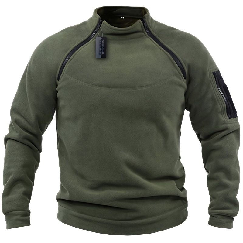 Men's functional fleece pullover with shoulder ventilation, high stand-up collar and arm pocket Mune Fashion