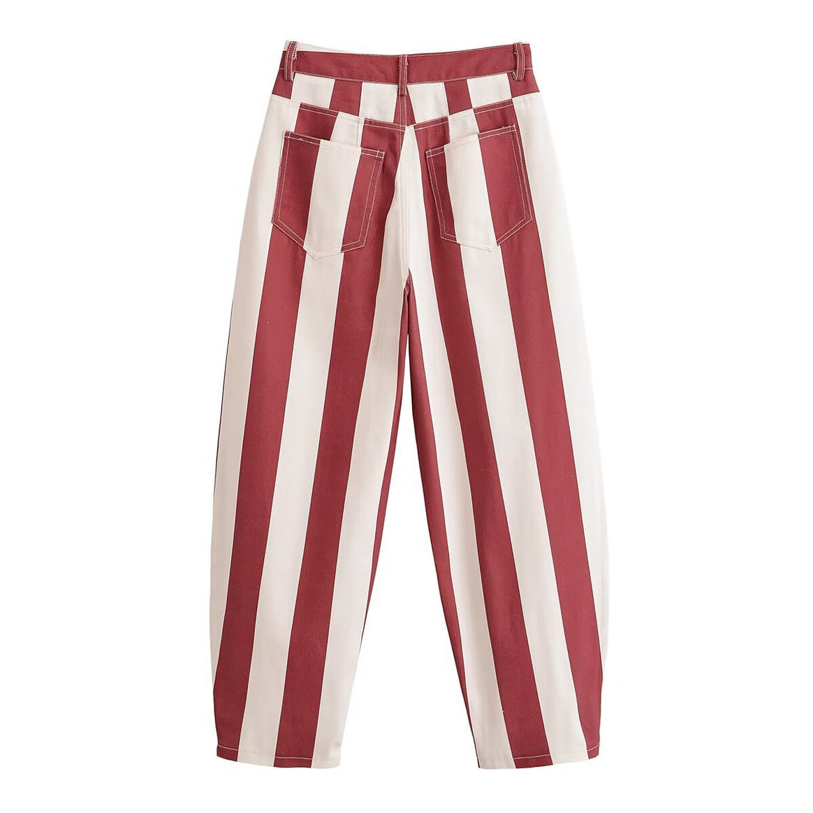 Ladies wide trousers with high waist, wide leg and striking stripe pattern Mune Fashion