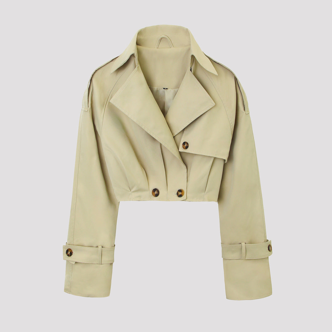 Women's short jacket in trench coat style with wide lapels Mune Fashion