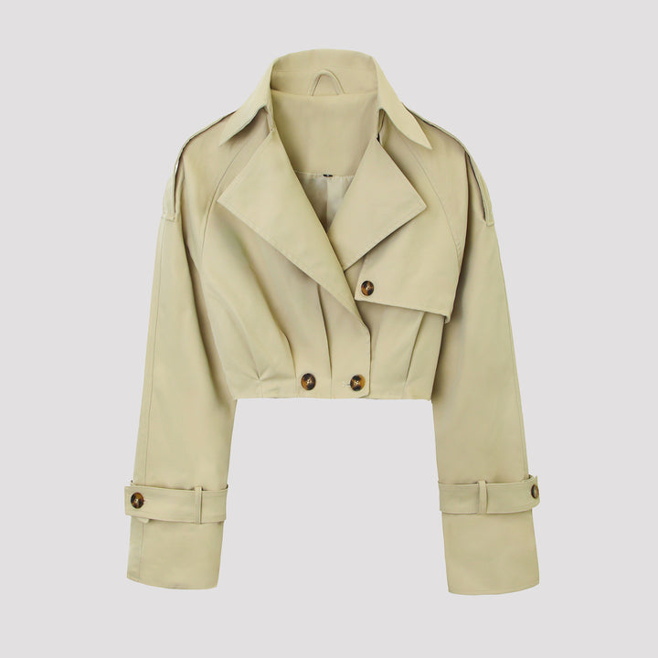 Women's short jacket in trench coat style with wide lapels Mune Fashion