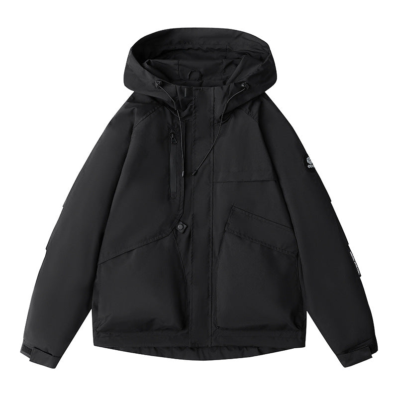 Men's weatherproof hooded field jacket with multifunctional pockets, adjustable hood, and chin protection Mune Fashion