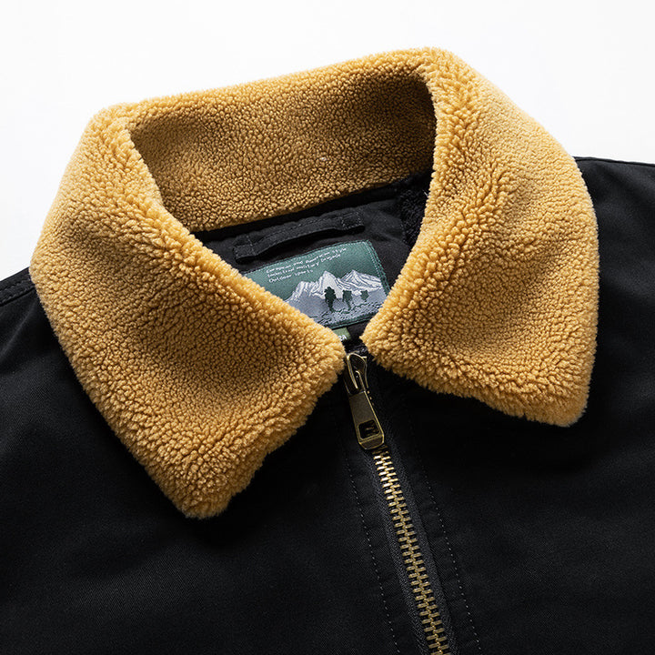 Men's Pilot Blouson with Sherpa Lining and Turn-Down Collar Mune Fashion