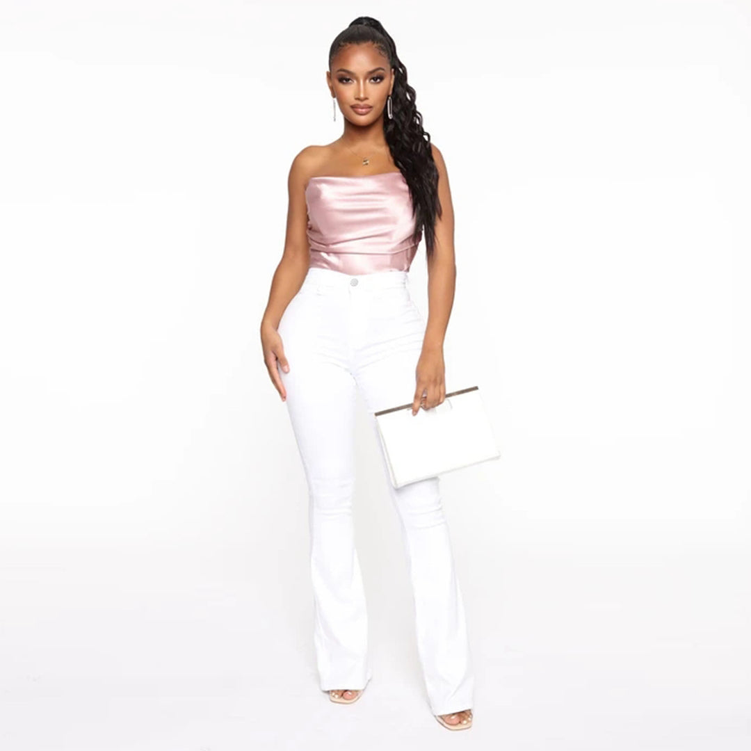 Women's High-Waisted Flared Jeans made from Stretch Denim with a Waist-Shaping Cut Mune Fashion