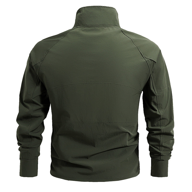 Men's Tactical Half-Zip Combat Shirt with Arm Pockets, Elastic Cuffs and Breathable Stretch Material Mune Fashion