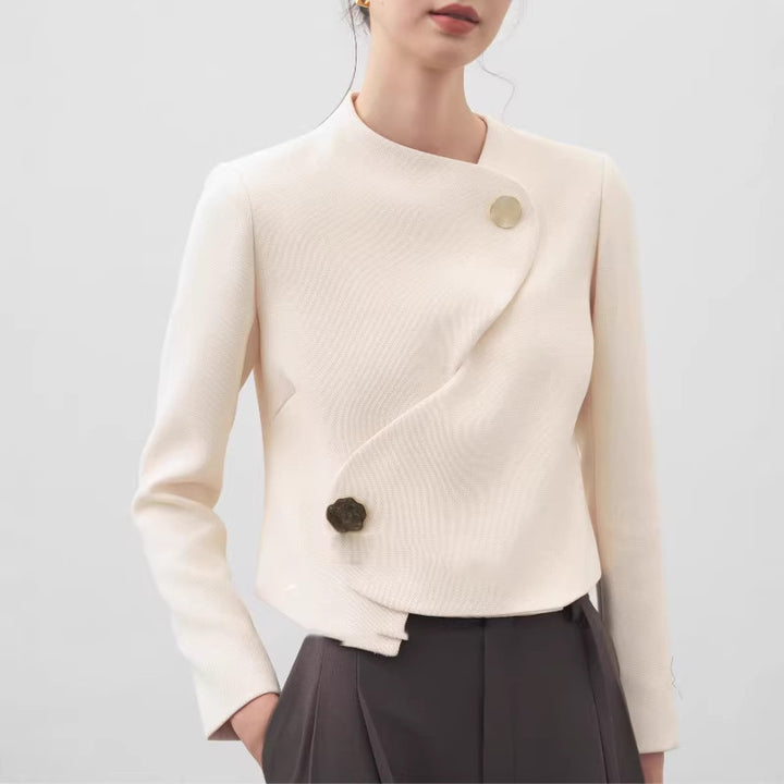 Ladies Elegant cropped blazer jacket with asymmetric cut Mune Fashion